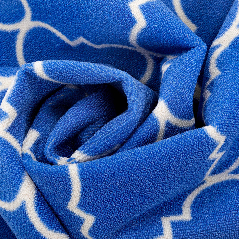 Tapis géométrique bleu à motif treillis Bethie, Tapis de couloir 2 pi x 7 pi