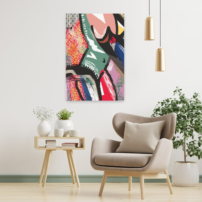 Art contemporain, art abstrait abstrait et coloré, H 36 po x l 24 po