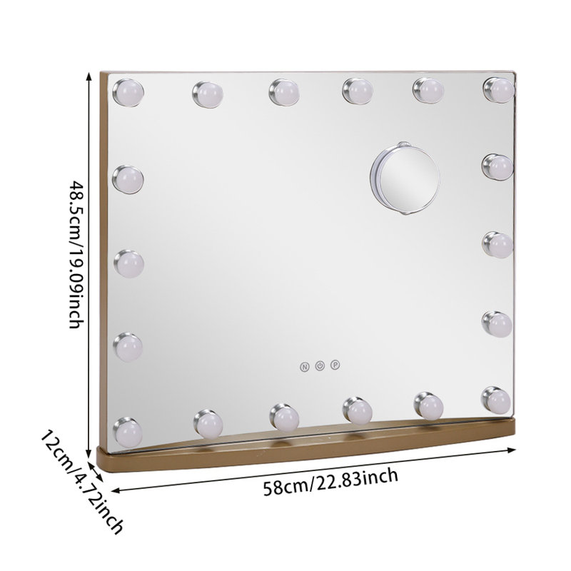 Rectangle Freestanding Makeup / Shaving Mirror, Gold