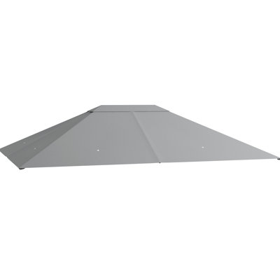 Gray Gazebo Roof Canopy Replacement, 10' X 13', -, Vent & Drain Holes, Outdoor 13' Replacement Cover, Gray, Ventilation Drainage System, Structure