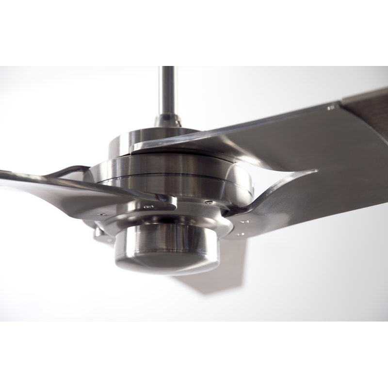 Torsion LED Downrod Ceiling Fan, Bright Nickel, Whitewash, Fan Speed and Light Control (2-wire)