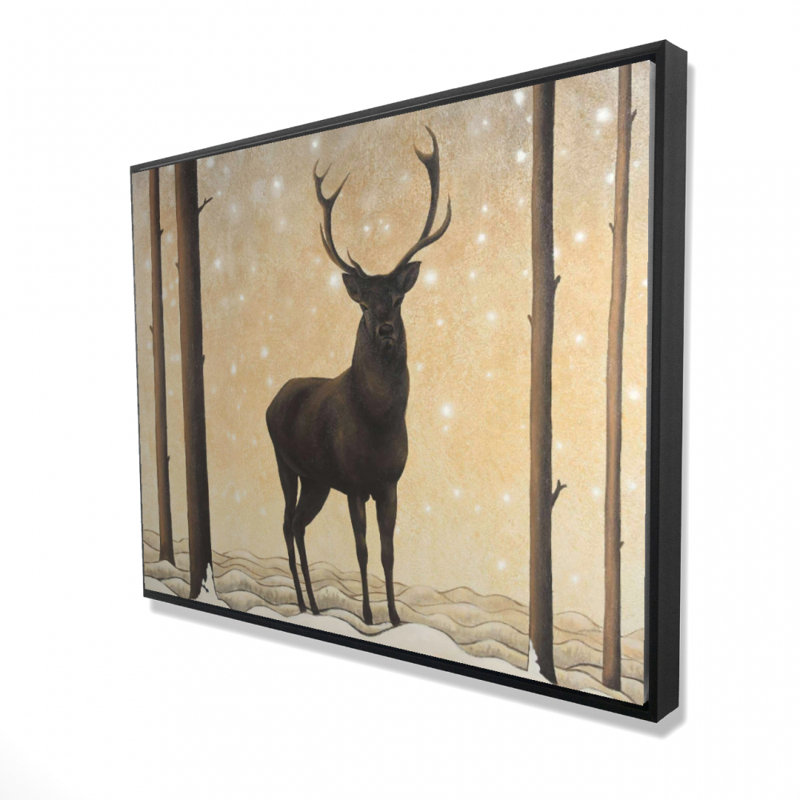 Roe Deer In Winter Print On Canvas