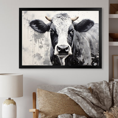 Minimalism Black And White Cow - Cow Wall Art