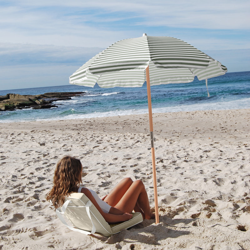 Parasol de luxe: rayure de ruppie maritime, Vert