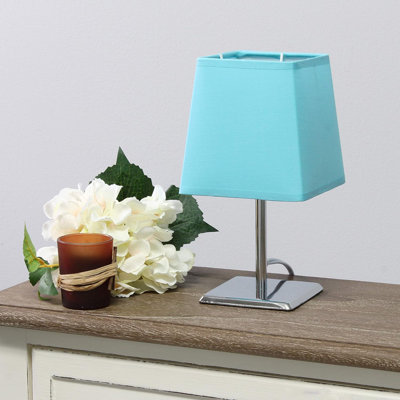  Mini lampe de table chromée avec abat-jour carré en tissu Empire pour chambres à coucher et tables de chevet