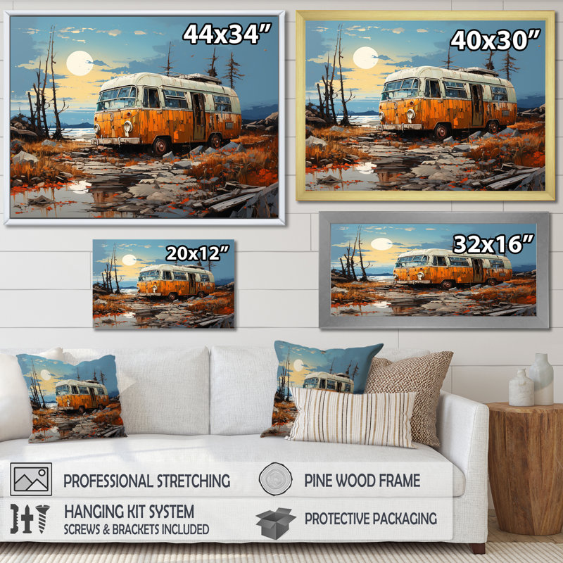 Minimalisme camping van voyage sur toile, Toile tendue, H 30 po x l 40 po x P 1,5 po