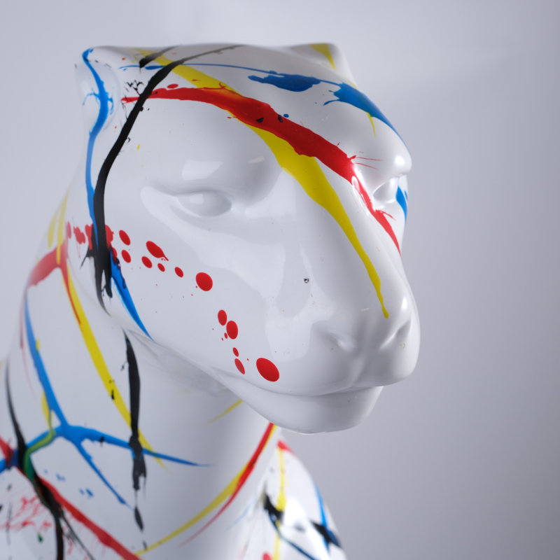 Grande sculpture léopard en résine Braylon, H 11,81 po x l 31,49 po x P 31,49 po