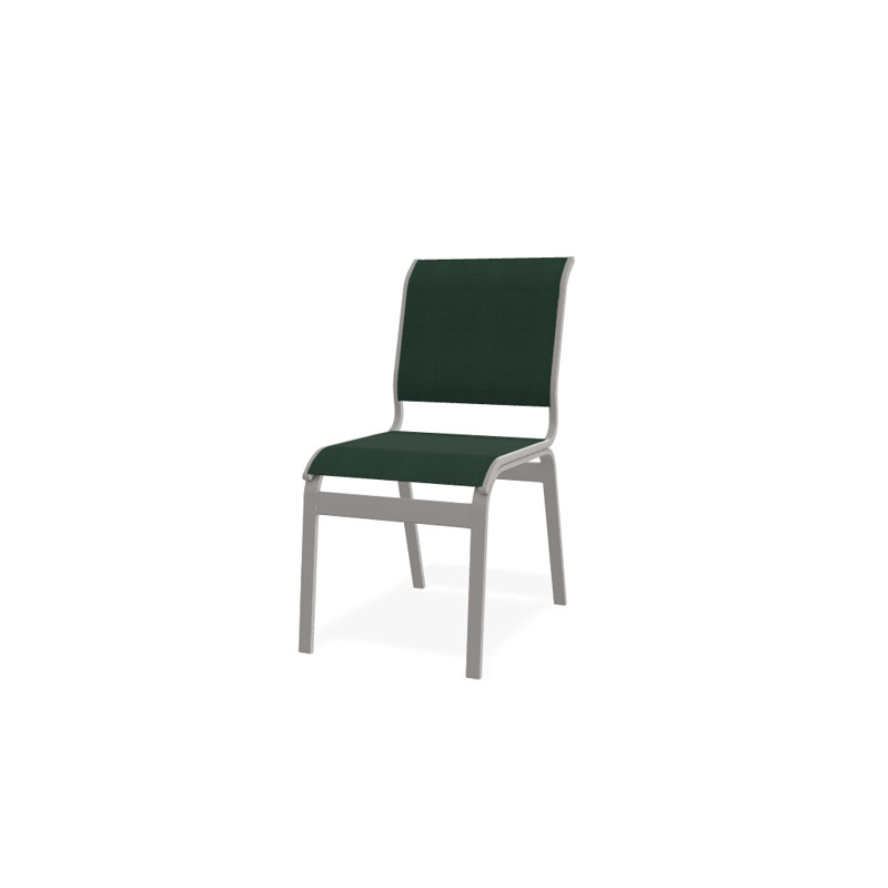Chaise d'appoint de salle à manger Hiraku, Vert forêt 22D Sunbrella® vert, Gris chaleureux texturé