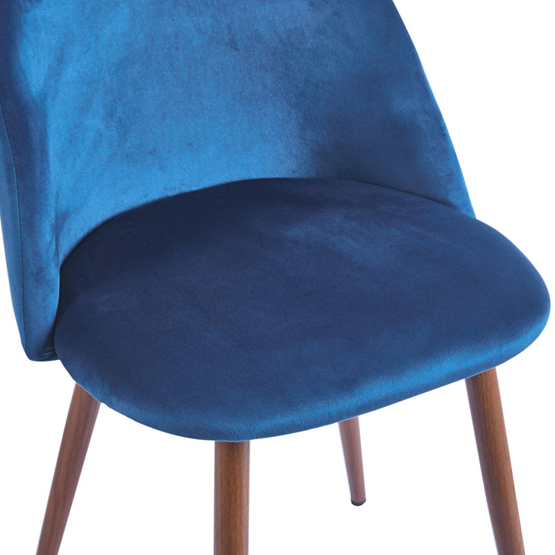 Chaise d'appoint rembourrée en velours H 18,5 po Domonik, 1, Bleu