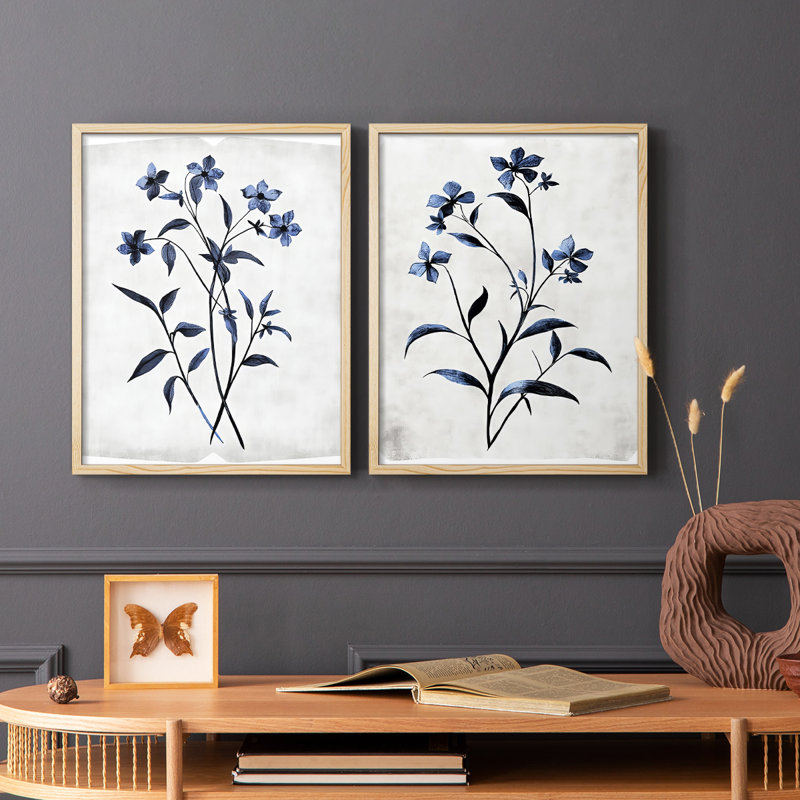 Série FLORAL - Impression encadrée de qualité supérieure - Prêt à accrocher - aucun clou requis - aucun clou requis