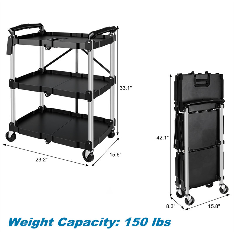 Chariot de service pliant et pliable
