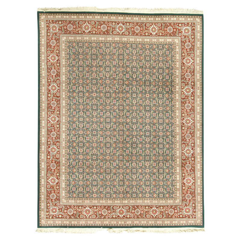 Tapis vert et vin noué à la main de haute qualité