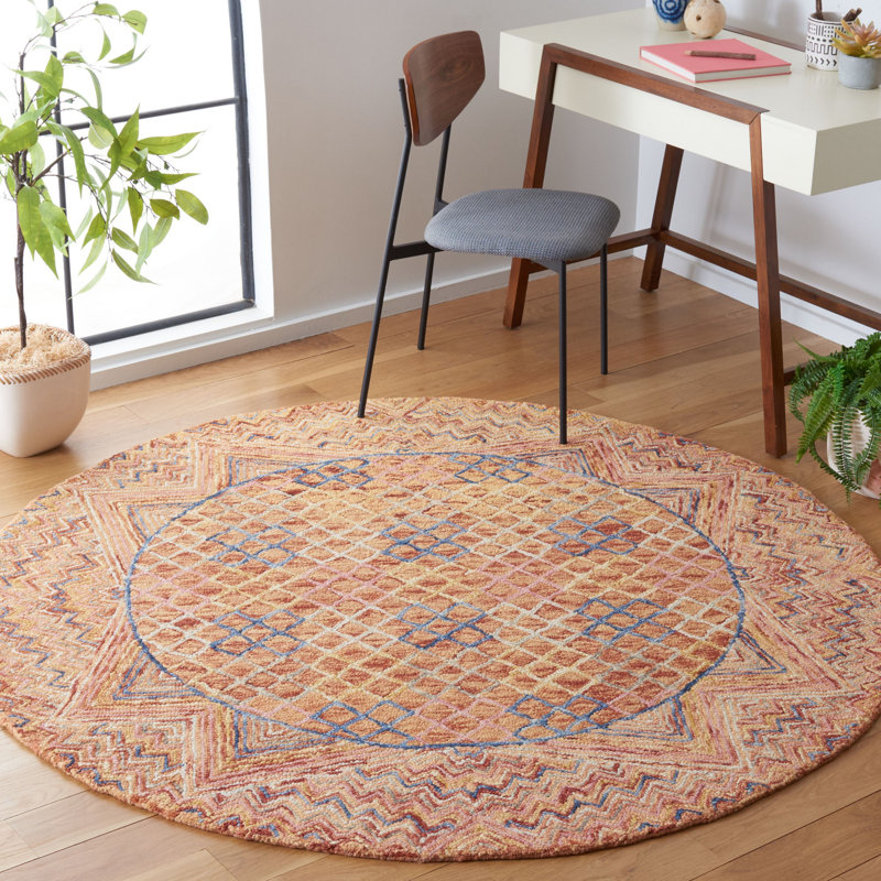 Tapis doré / rose en laine touffeté à la main Deyoung, Carré 6 pi