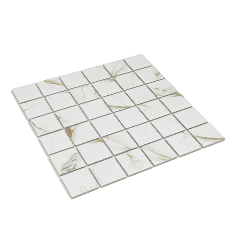 Calacatta Gold 2" x 2" Square Porcelain Mosaic Tile