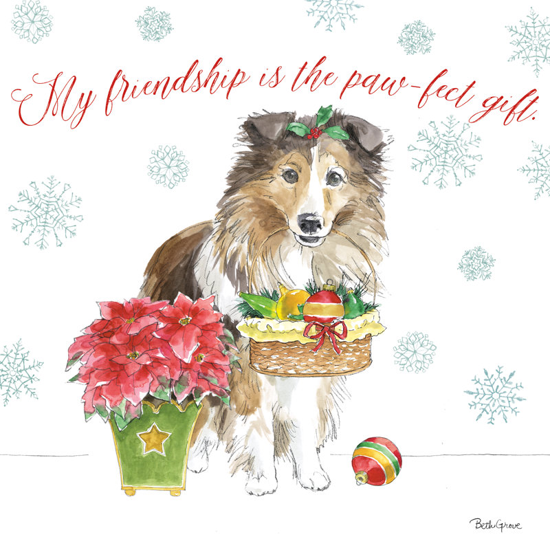 Holiday Paws III by Beth Grove - Wrapped Canvas Painting, 30cm H x 30cm W