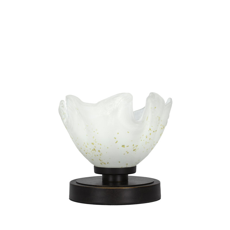 Lannah Accent Lamp Shown In Dark Granite Finish With 7" Gold Ice Glass