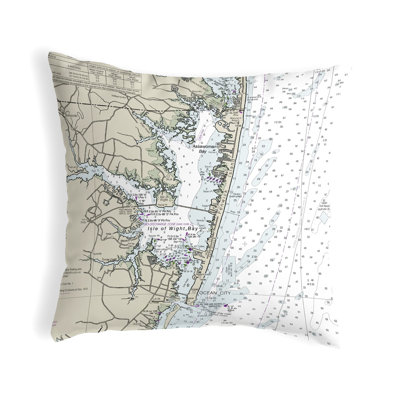 Nautical Map Outdoor Square Pillow Cover