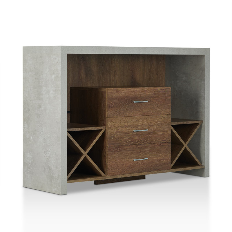 Evans 120 Cm Wide 3 Drawer Buffet Table, Distressed Walnut
