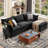 Merchelle 103' Wide Reversible Modern Modular Sectional Sofa With Storage Ottoman -Premium Chenille Fabric-832001658