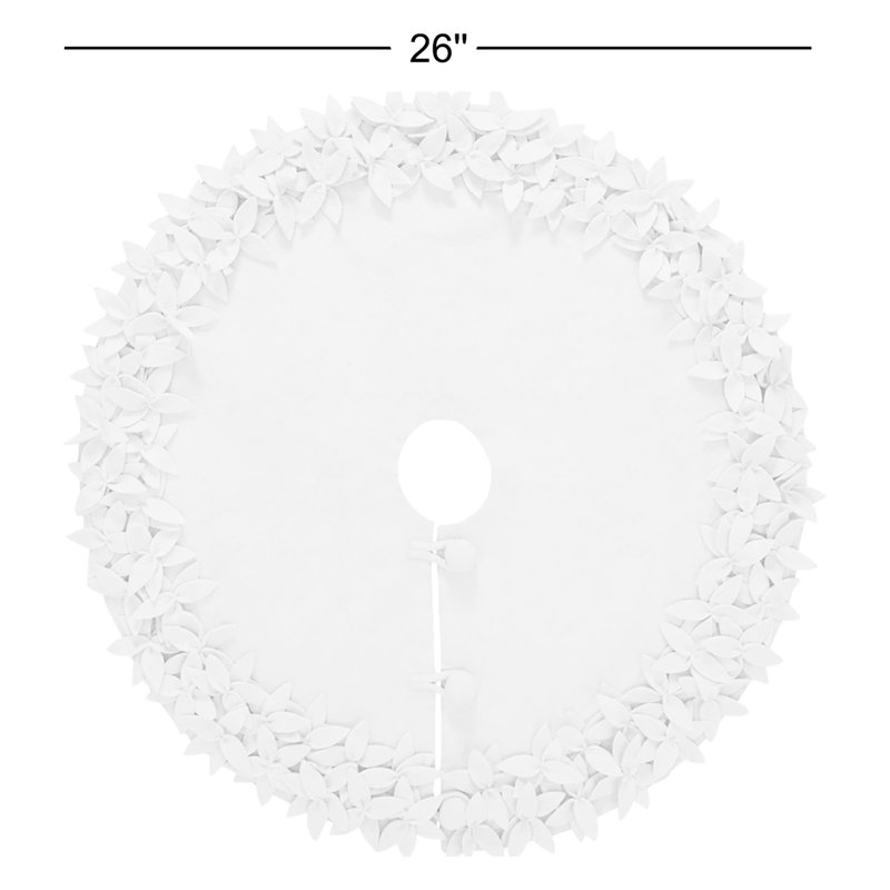 Mini jupe d'arbre de Noël en feutre faite à la main - Fleurs crème superposées - 26 po