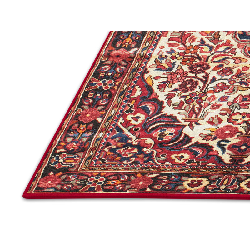 Tapis décoratif rouge à motif oriental Myah, Rectangle 2 pi x 5 pi