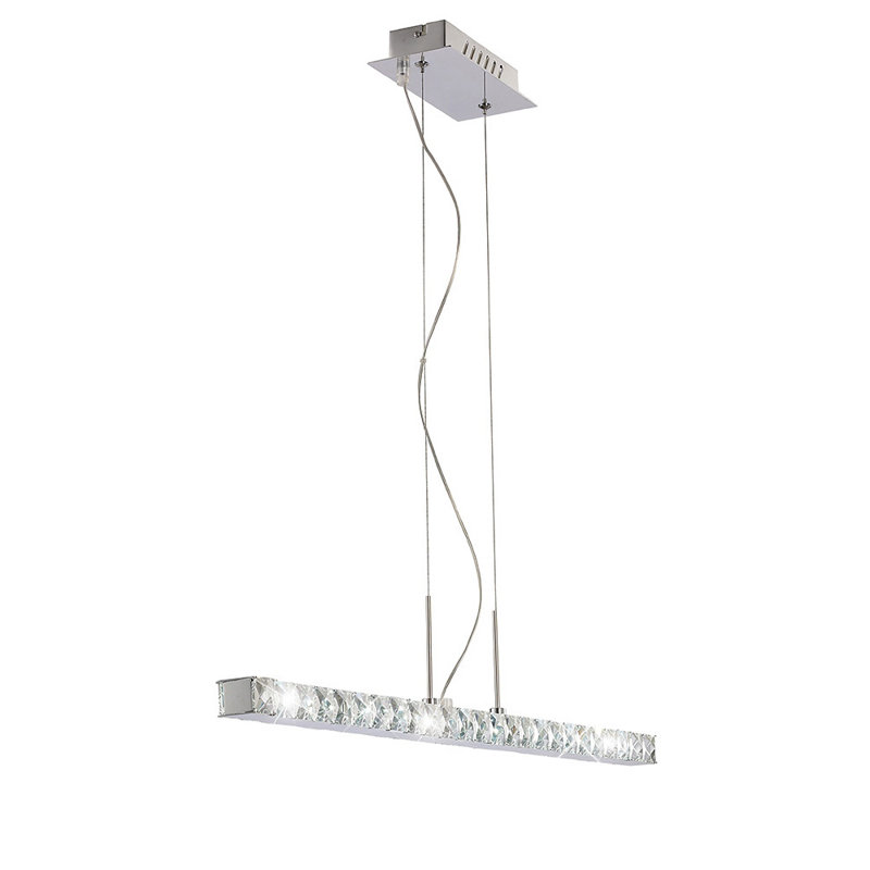 1 - Light Polished Chrome LED Crystal Pendant, Silver