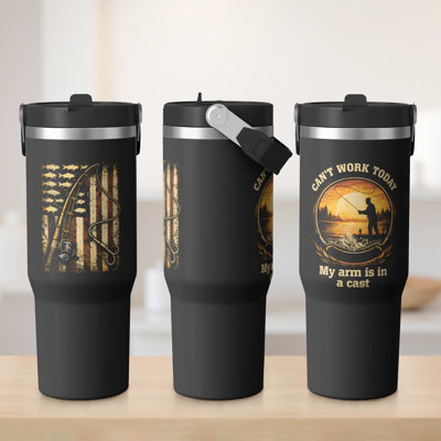 Gobelet 30 oz avec couvercle et poignée Gobelets isothermes en acier inoxydable Bouteille d'eau mignonne avec rabat (pêche)