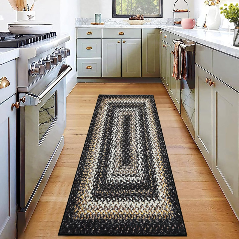 Boho Area Rug Small Throw Rugs  Braided Print Door Mat Modern Geometric Rug Indoor Washable Rug Distressed Aesthetic Carpet for Living Room Bedroom Nursery Kitchen, Red