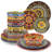 18 Piece Artistic Bohemian Dinnerware Set For 6,6 Unique Dual,Sided Prints, Complete Mix & Match Ceramic Table Setting