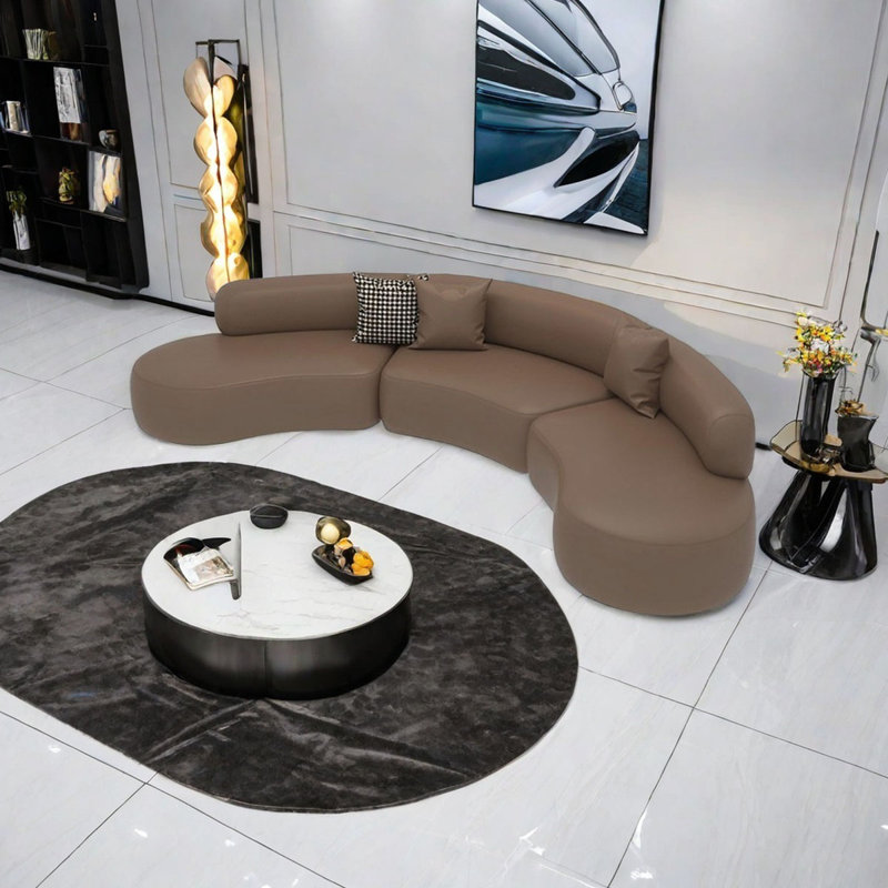 Canapé de loisir nordique luxueux, Café, 4, H 29,52 po x l 94,48 po x P 35,43 po