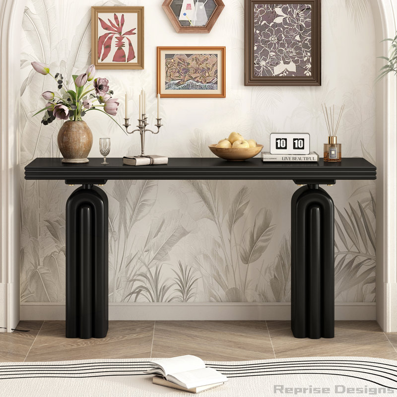 Console élégante et luxueuse en placage d'acacia, Noir