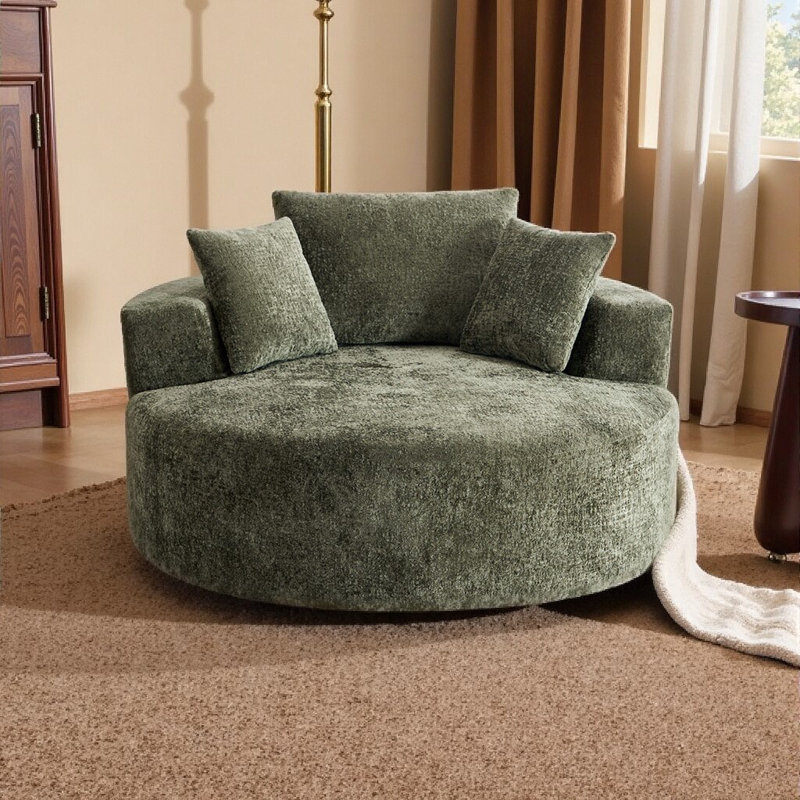 Méridienne pivotante à 360 ° - Conception peu encombrante avec revêtement en chenille de qualité supérieure, Vert