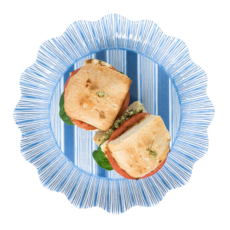 Cabana Stripe Melamine Dinner Plates, Ocean