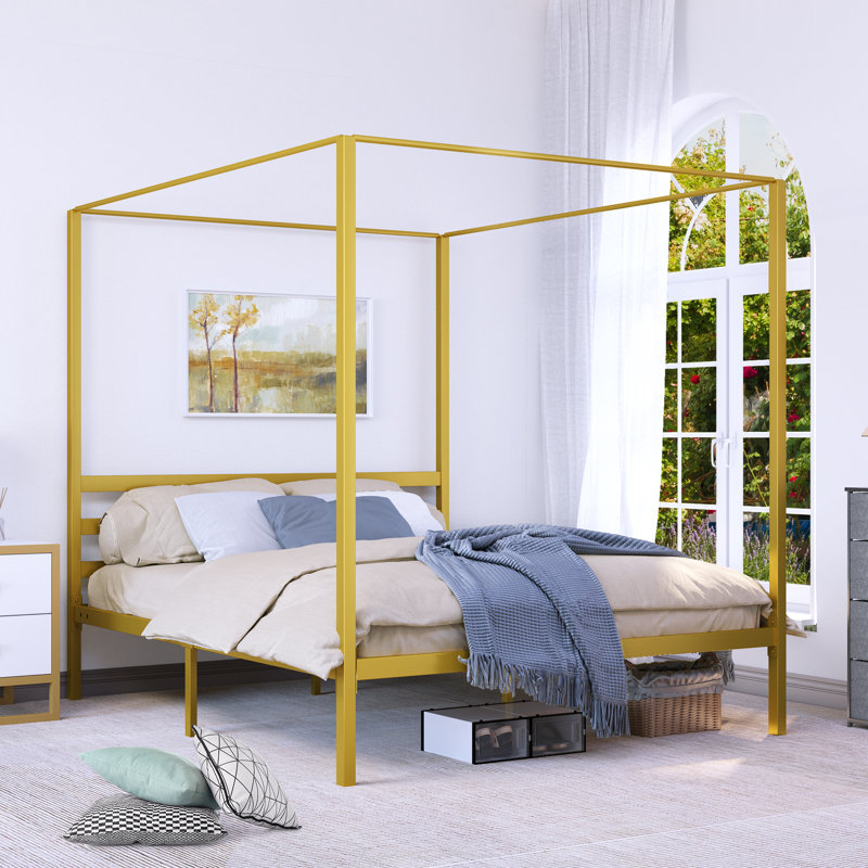 Kyvin Canopy Bed, Queen, Gold