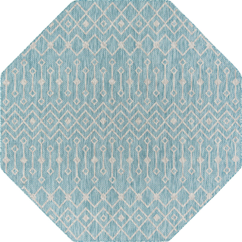 Outdoor Preen Area Rug Blue Green Color, Octagon 7'10"