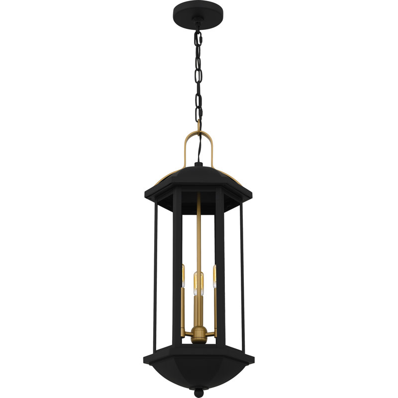 Giuseppina 3-Light Matte Black Outdoor Hanging Lantern