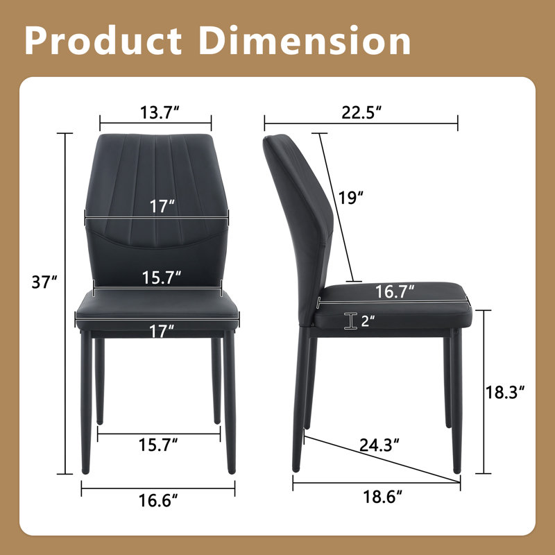 Upholstered Kitchen Chairs with Ergonomic Backrest, Comfortable Side Chairs for Dining Room, Black, Black