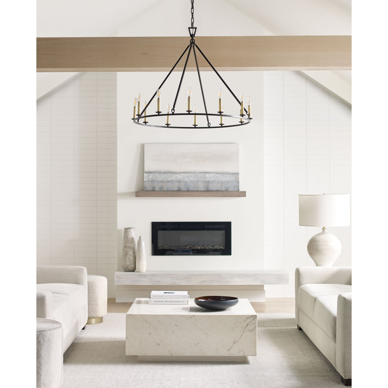 Chapman & Myers Darlana Medium Single Ring Chandelier, Polished Nickel, 38.75" H x 50" W x 50" D