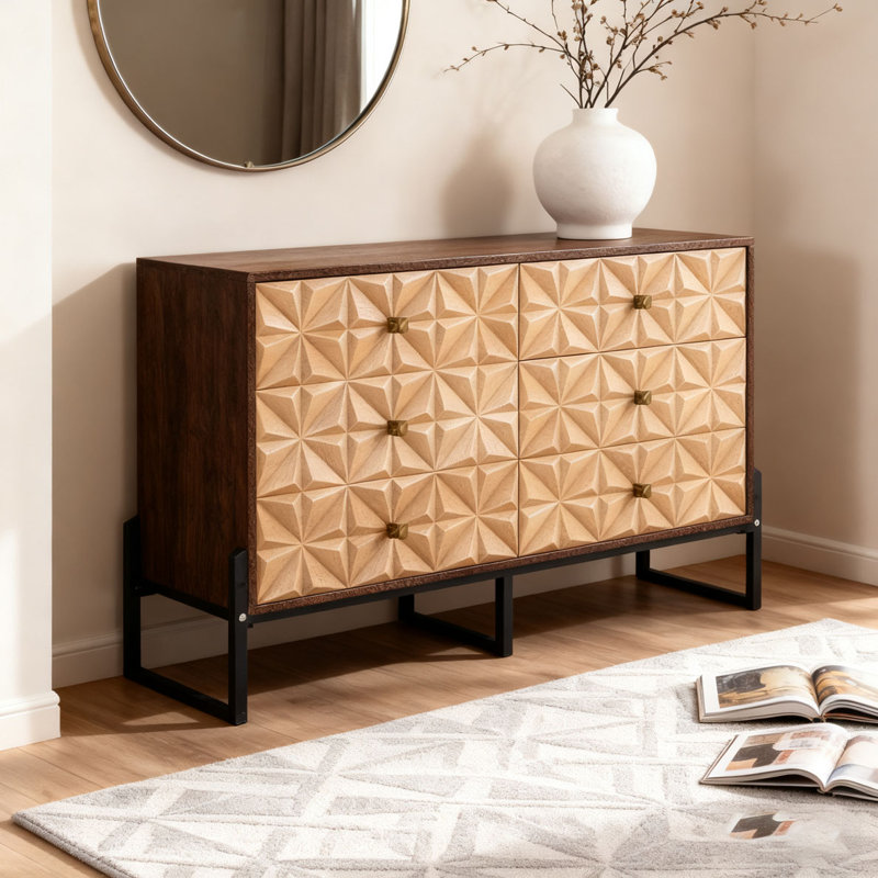 Solid Wood 6 Drawers Dresser