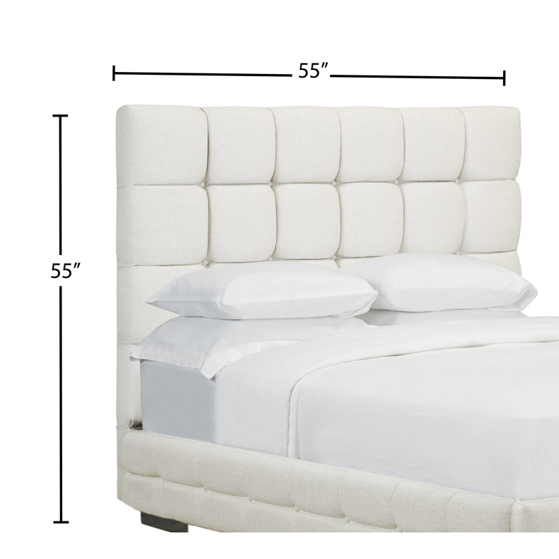 Tête de lit à panneau rembourré Tarantino, Double, Cuir - Blanc