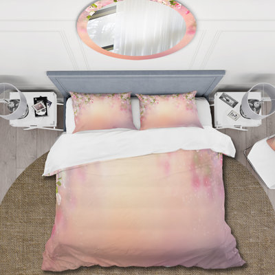 Blossoming Spring Cherry Blossoms - Traditional Duvet Cover Set - Microfiber Polyester