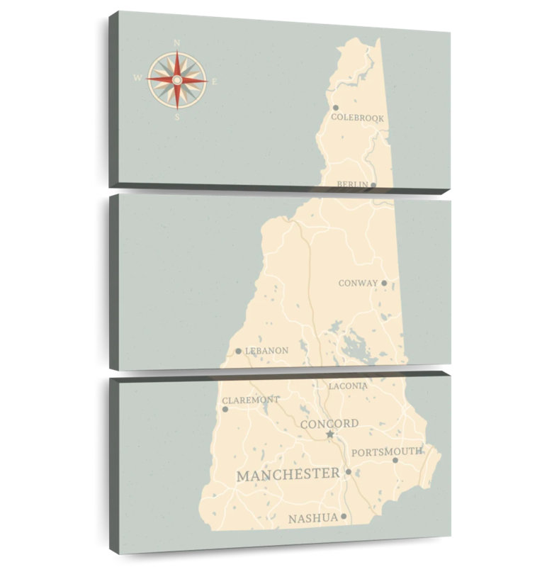 Aliaz New Hampshire Map, 32" H x 20" W