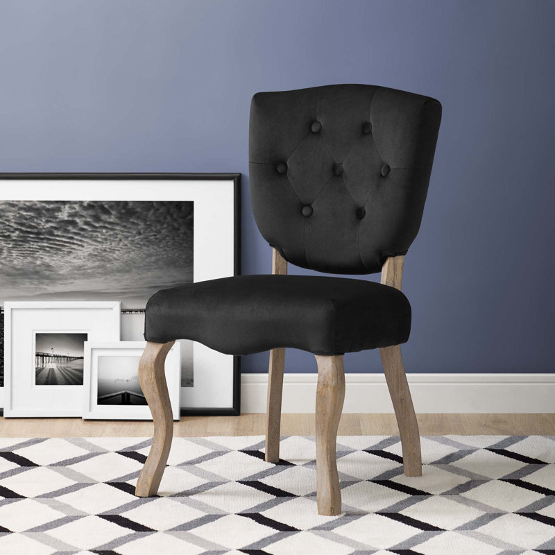 20'' H Tufted Upholstered Side Chair, Black