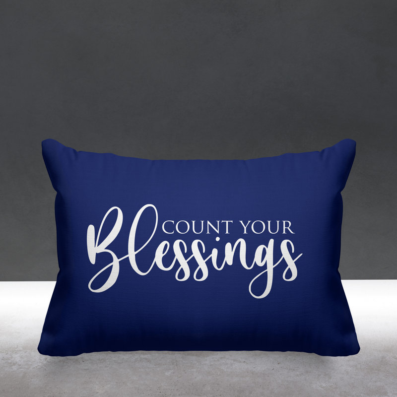 Housse et insert de coussin rectangulaire Aspire Count Your Blessings, Bleu marine