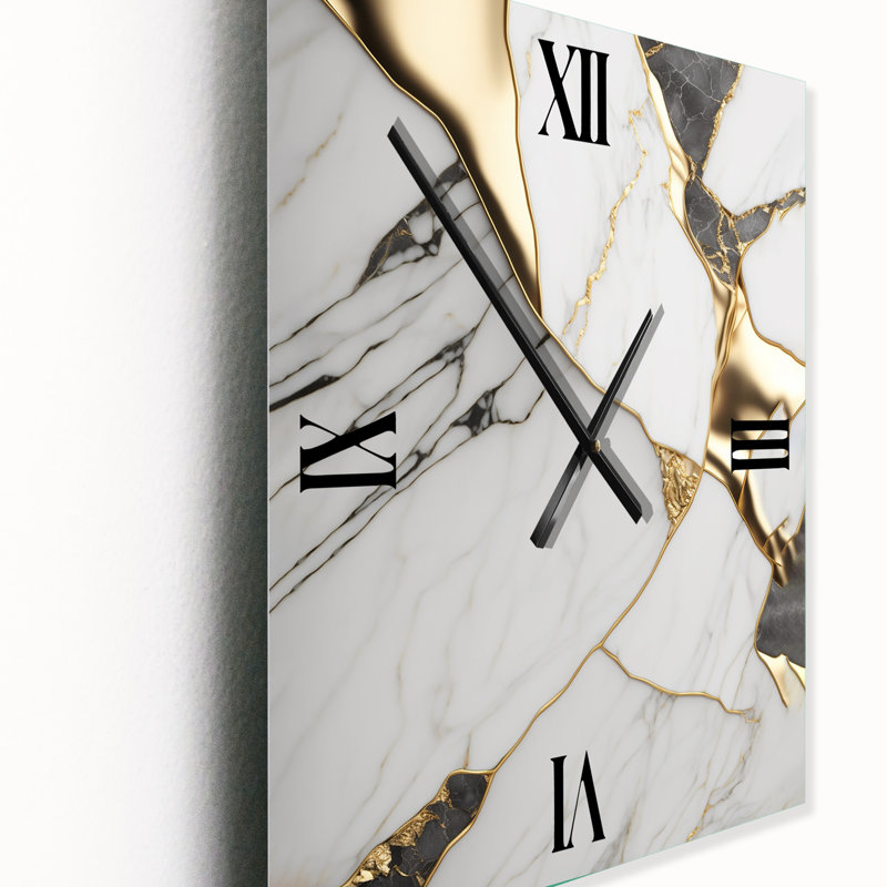 Jahshua - Horloge murale abstraite surdimensionnée en marbre, H 32 po x l 24 po x P 1 po