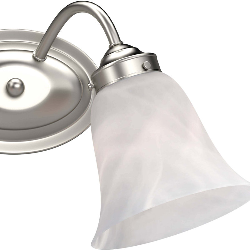 Barcelona 2-Light Indoor Brushed Nickel Wall Mount Vanity with Alabaster Bell Glass Shades