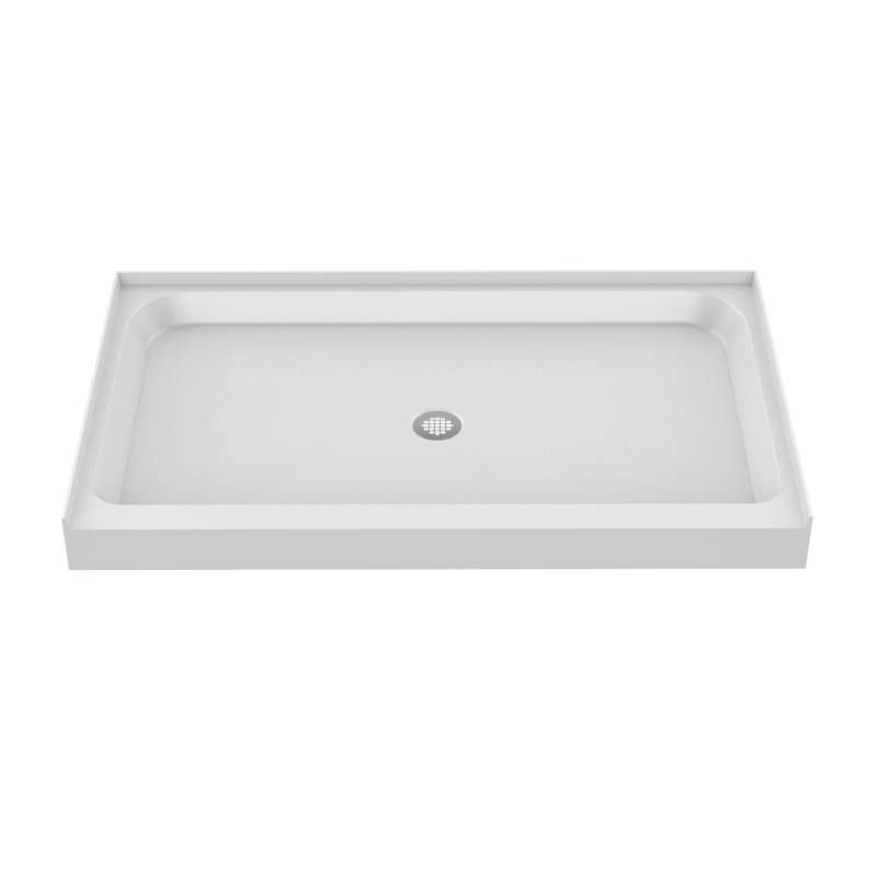 60'' x 36'' Acrylic Shower Base With Center Drain, Glossy and Non-Slip surface, Center