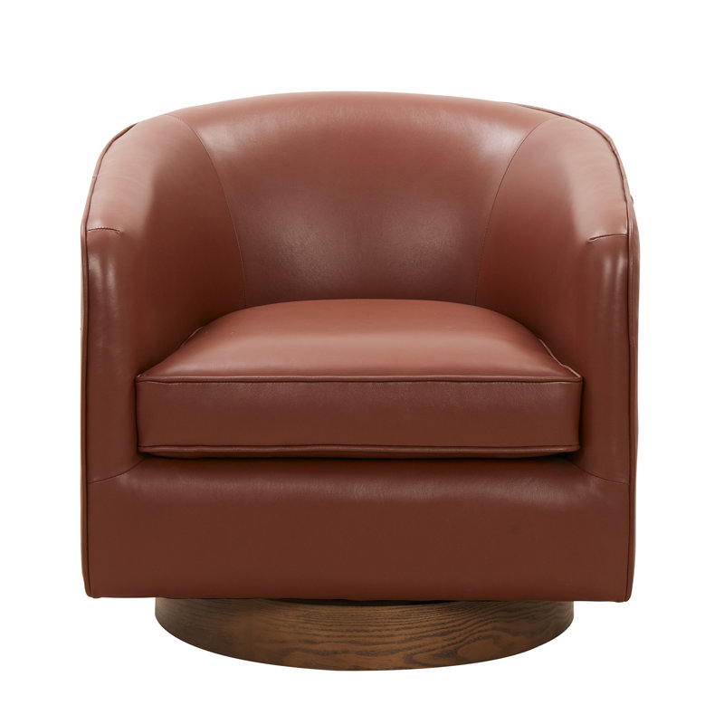 Fauteuil en cuir sans assemblage, rembourrage aux courbes élégantes, Caramel