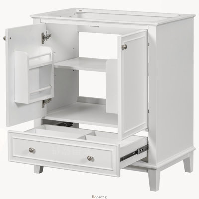 Base de meuble-lavabo autoportant 30 po avec cadre solide et multifonctionnel avec portes et tiroir, blanc