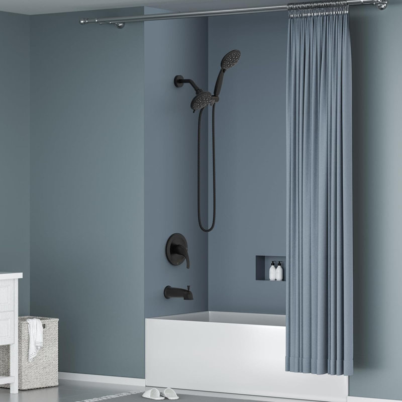 Système de douche avec bec de baignoire, Noir mat